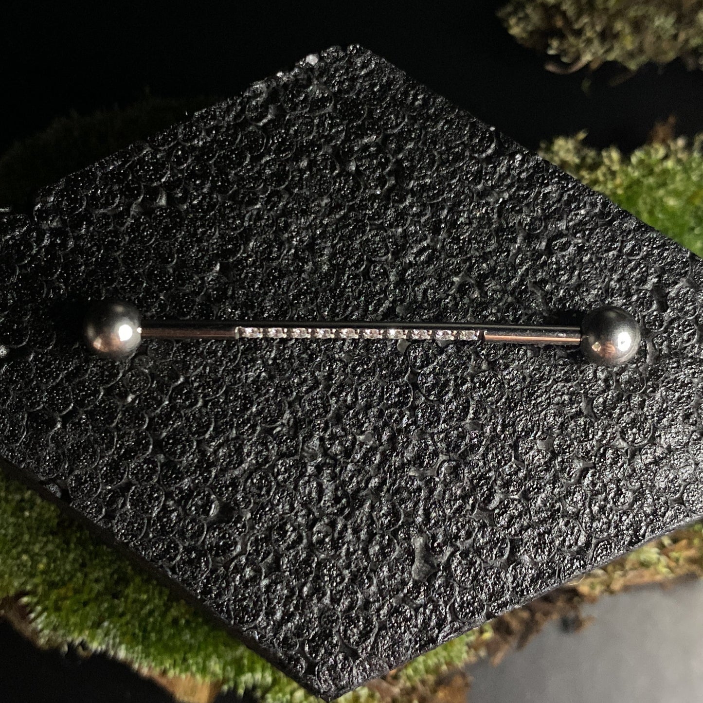 Titanium Internally Threaded CZ Straight Barbell