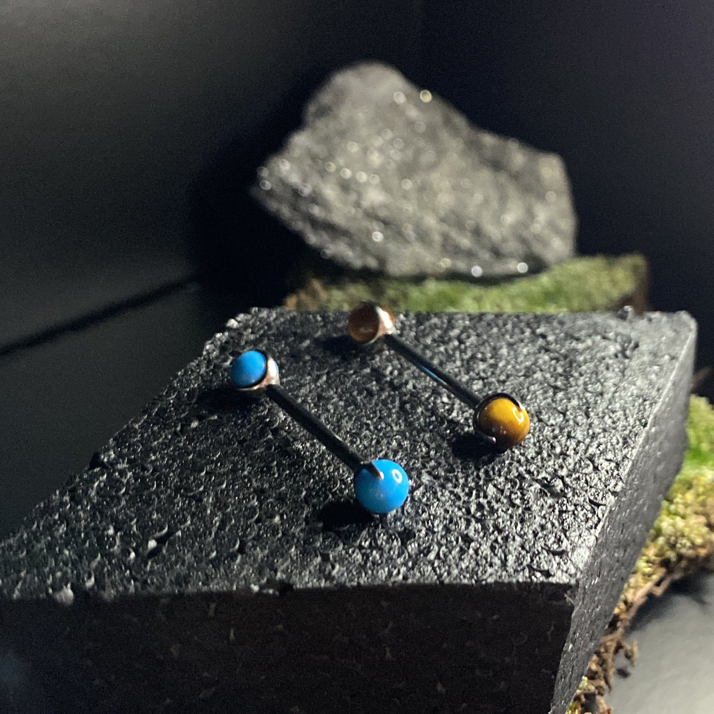 Titanium Stone End Straight Barbell