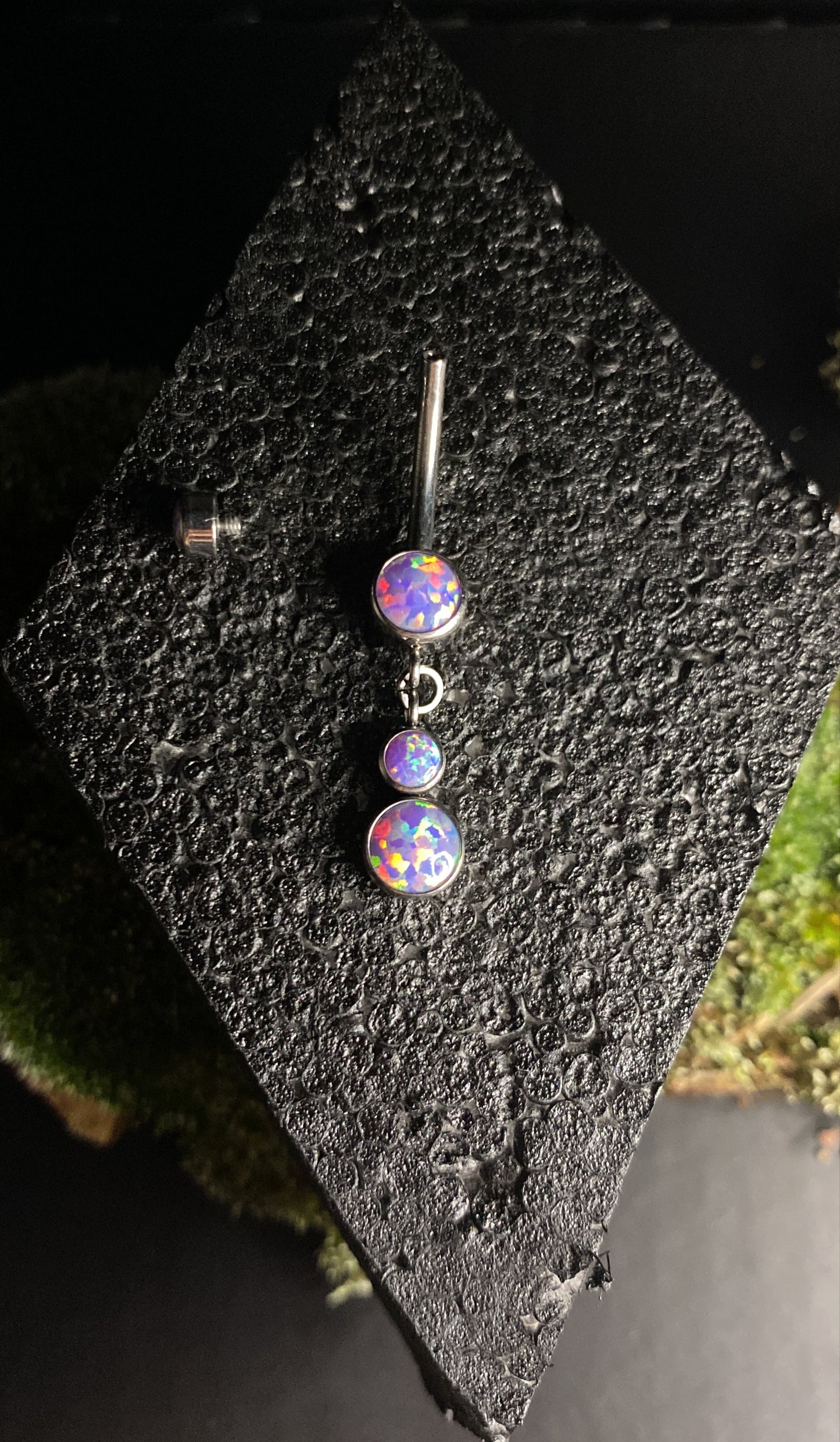 Titanium Synthetic Opal Dangle Curved Barbell