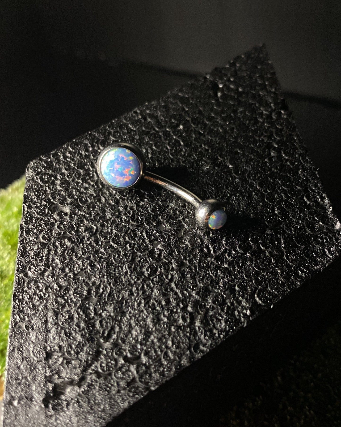 Synthetic Opal Titanium Navel Curved Barbell