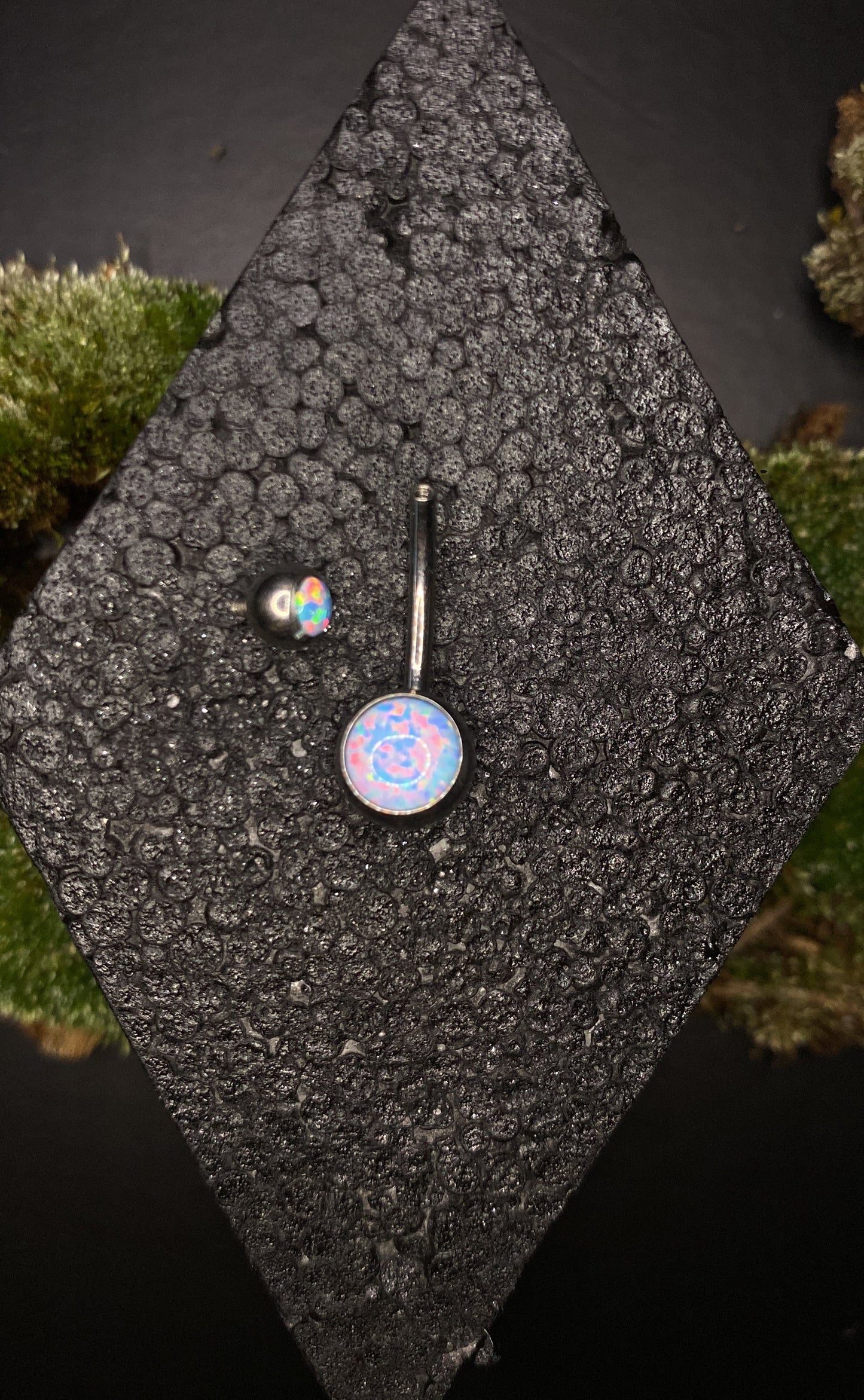 Synthetic Opal Titanium Navel Curved Barbell