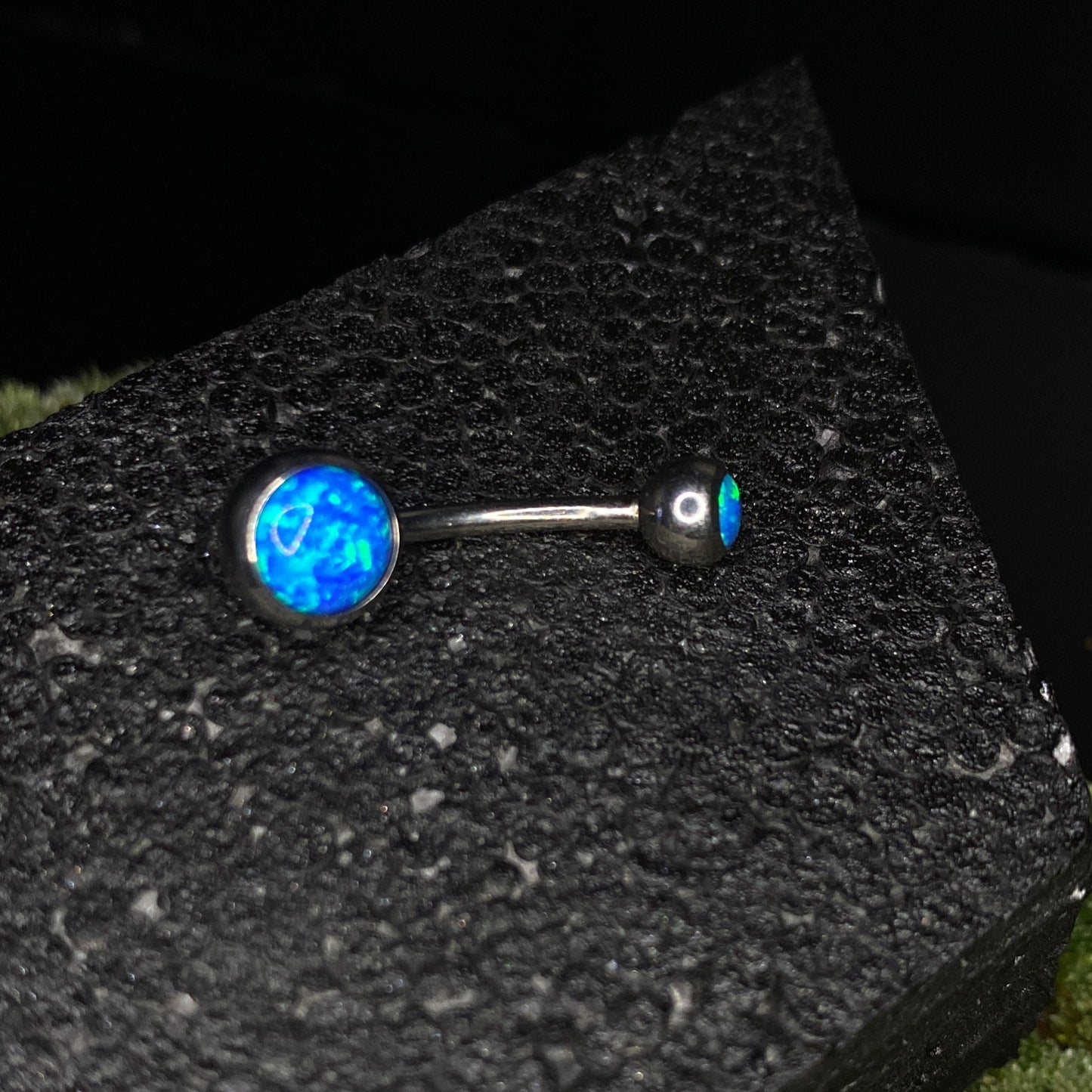 Synthetic Opal Titanium Navel Curved Barbell