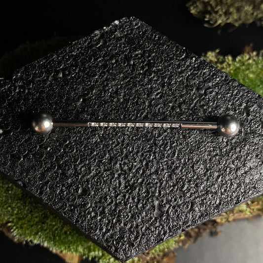 Titanium Internally Threaded CZ Straight Barbell
