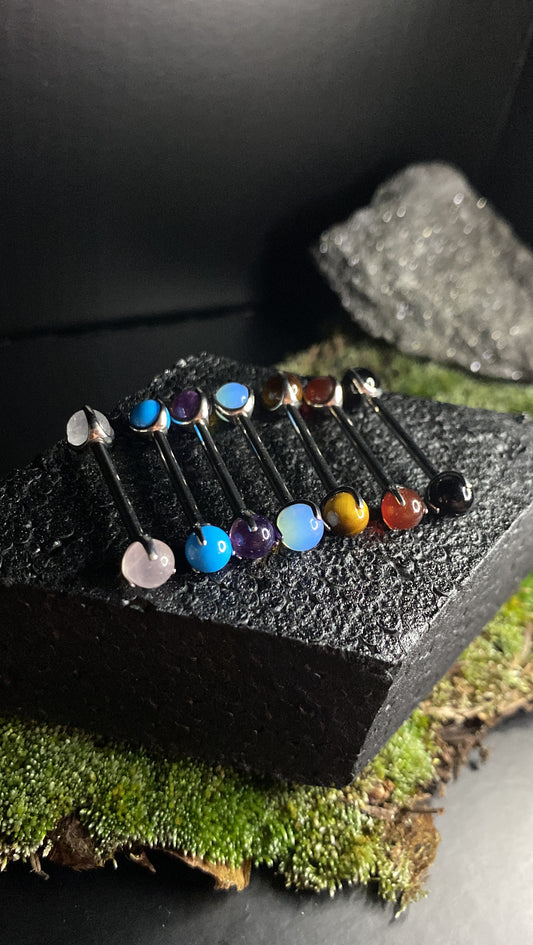 Titanium Stone End Straight Barbell