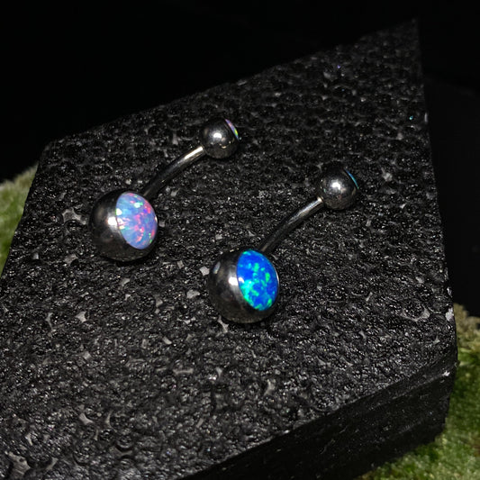 Synthetic Opal Titanium Navel Curved Barbell