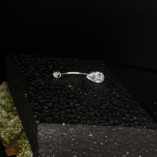 Pear CZ Navel Bar