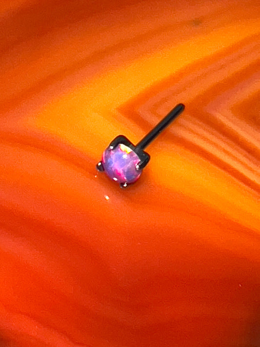 2 mm ASTM F136 Titanium prong set purple opal threadless top