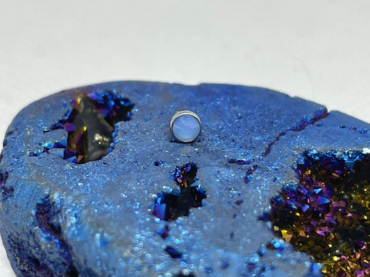 3mm bezel ASTM F136 Titanium threadless blue opal cz (top only) 5a grade cz